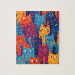 Bunte Cartoon-Katzen-Muster Süße wunderliche Kat Puzzle