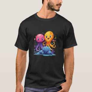 Bunte Cartoon-Oktopus-Meereslebewesen für Kinder T-Shirt