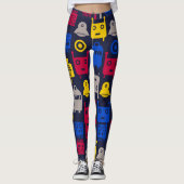 bunte Cartoon-Roboter Leggings (Vorderseite)