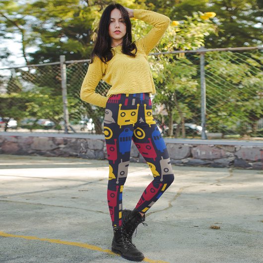 bunte Cartoon-Roboter Leggings