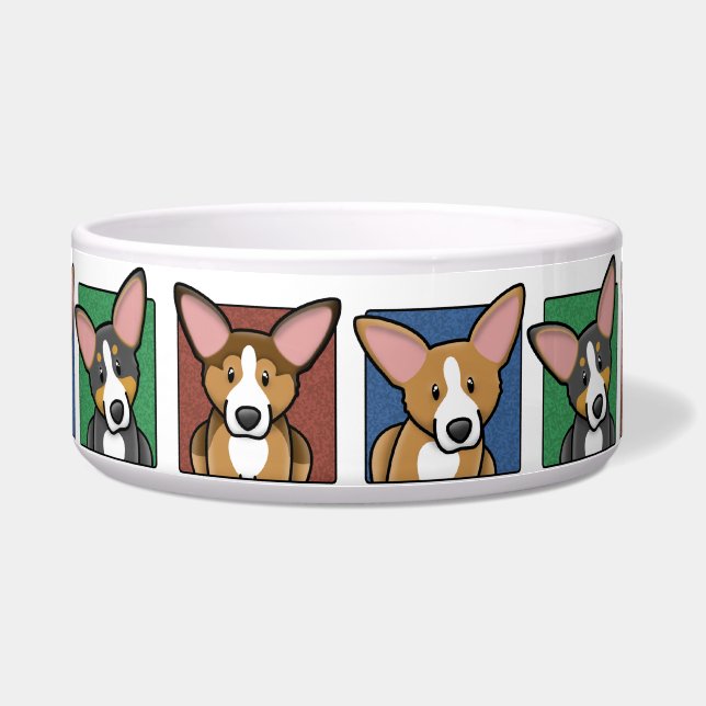 Bunte Cartoonpembroke-WaliserCorgis Napf (Vorderseite)