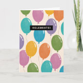 Bunte Celebrate Birthday Balloons Karte (Vorderseite)