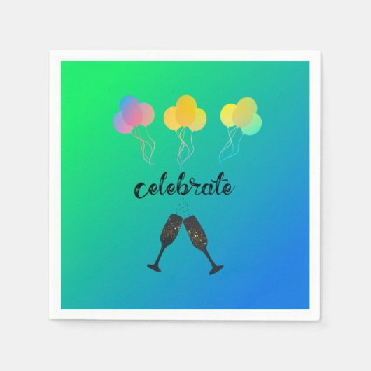 Bunte Champagner und Balloons Serviette (Vorderseite)