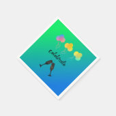 Bunte Champagner und Balloons Serviette (Ecke)