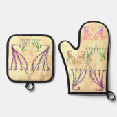 Bunte Chanukah / Hanukkah Ofenhandschuh & Topflappen-Set (Vorderseite)