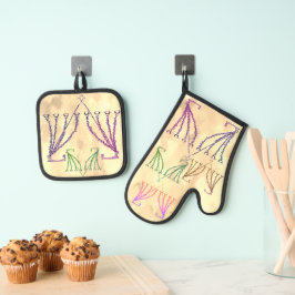 Bunte Chanukah / Hanukkah Ofenhandschuh & Topflappen-Set