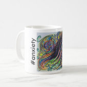 Bunte Charakter-#anxiety Hand gezeichnete Kaffeetasse (Vorderseite Links)