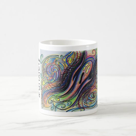 Bunte Charakter-#anxiety Hand gezeichnete Kaffeetasse (Mittel)