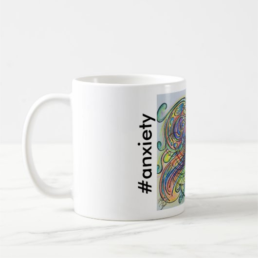Bunte Charakter-#anxiety Hand gezeichnete Kaffeetasse (Links)