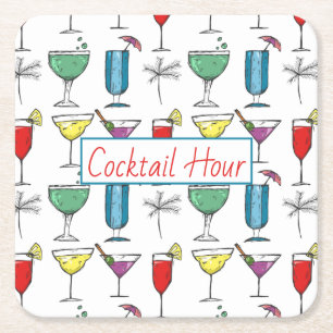 Bunte Cocktail-Papier-Unterlage Rechteckiger Pappuntersetzer