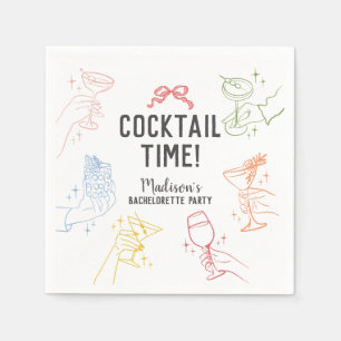 Bunte Cocktailparty Retro-Junggesellinnenabschied Serviette