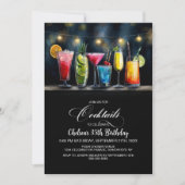 Bunte Cocktails Geburtstagsfeier Einladung (Vorderseite)