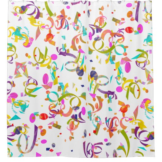 Bunte Confetti-Wurf-Grafik Duschvorhang (Vorderseite)