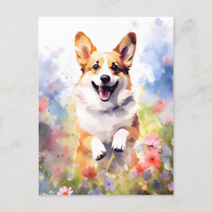 Bunte Corgi-Aquarell-Kunst Postkarte