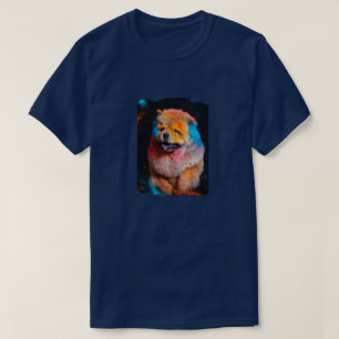 Bunte Corgi-Kunst auf blauem Grafik-T-Shirt T-Shirt