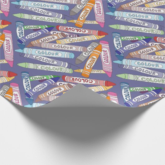 Bunte Crayons Geschenkpapier (Ecke)