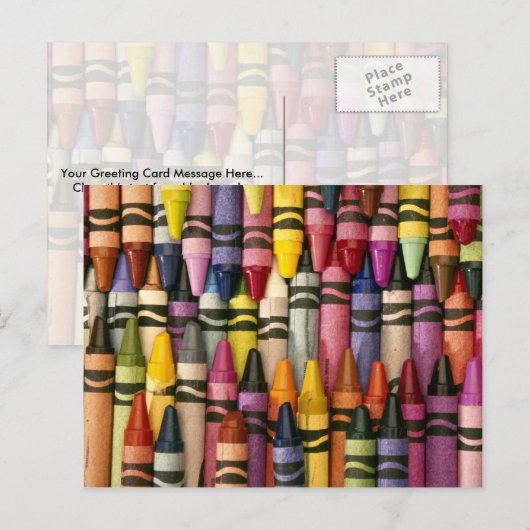 Bunte Crayons Postkarte (Vorne/Hinten)