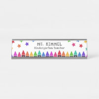 Bunte Crayons & Stars Lehrer Name