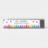 Bunte Crayons & Stars Lehrer Name Schreibtischnamensplakette (Vorderseite )