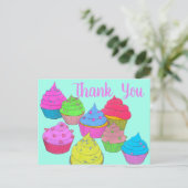 Bunte Cupcakes Danke 2 Postkarte (Stehend Vorderseite)