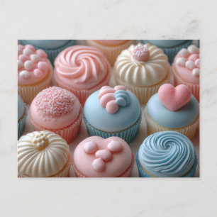 Bunte Cupcakes mit Herzen Valentinstag Postkarte