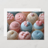 Bunte Cupcakes mit Herzen Valentinstag Postkarte (Vorne/Hinten)