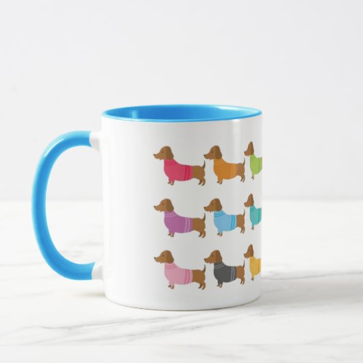 Bunte Dachshunde Kaffeetasse (Links)
