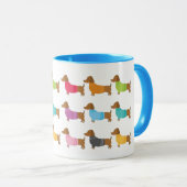 Bunte Dachshunde Kaffeetasse (VorderseiteRechts)