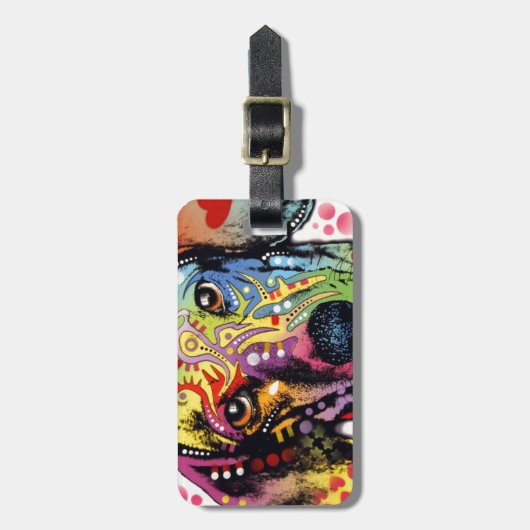 bunte Dackelkunst Gepäckanhänger (Vorderseite vertikal)