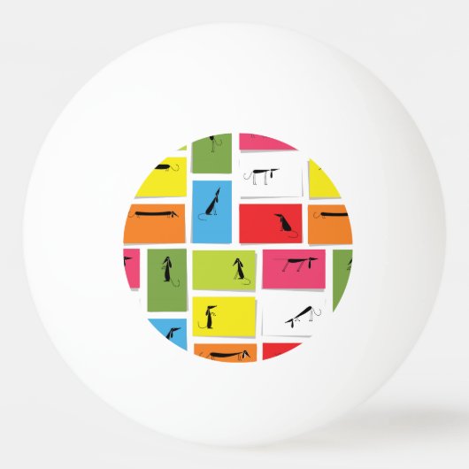 Bunte Dackeln Tischtennisball (Vorderseite)