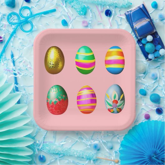 Bunte dekorierte Ostereier Pappteller (Party)