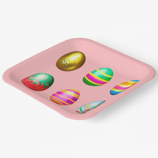 Bunte dekorierte Ostereier Pappteller (Gewinkelt)