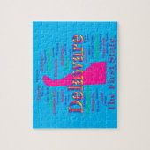 Bunte Delaware-Staatsstolz-Karten-Silhouette Puzzle (Vertikal)