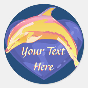 Bunte Delphin-Aufkleber Runder Aufkleber