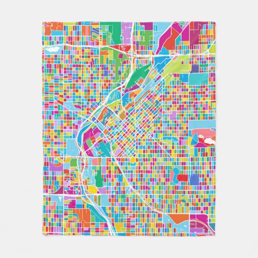 Bunte Denver-Karte Fleecedecke (Vorderseite)