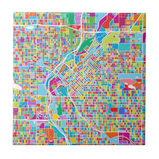Bunte Denver-Karte Fliese (Vorderseite)