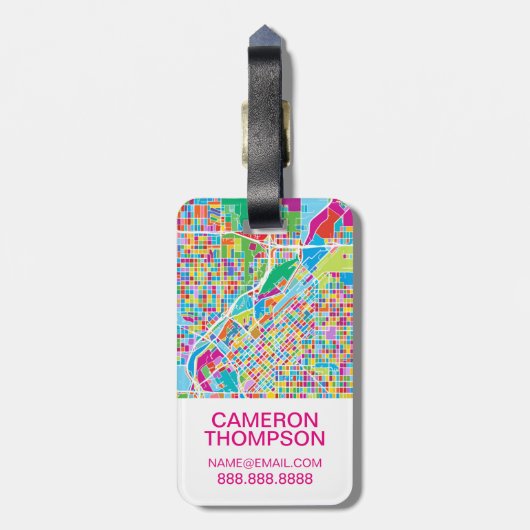 Bunte Denver-Karte Gepäckanhänger (Rückseite vertikal)