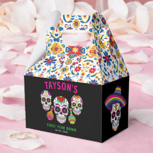 Bunte Día-Zuckerschädel zum 1. Geburtstag Geschenkschachtel