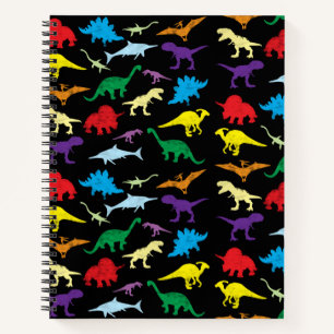 Bunte Dinosaurier Aquarell Kinder Muster Notizbuch