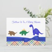 Bunte Dinosaurier-Babyparty-Einladung Einladung (Stehend Vorderseite)