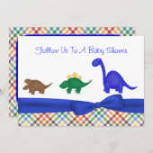 Bunte Dinosaurier-Babyparty-Einladung Einladung (Vorne/Hinten)