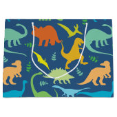 Bunte Dinosaurier Große Geschenktüte (Vorderseite)