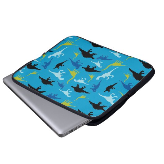 Bunte Dinosauriermuster-Laptophülse Laptopschutzhülle (Vorne Knopf)