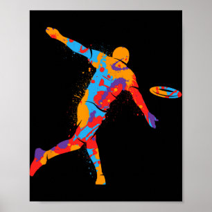 Bunte Disc-Golfer-Frisbees Jungen Kinder Männer Di Poster
