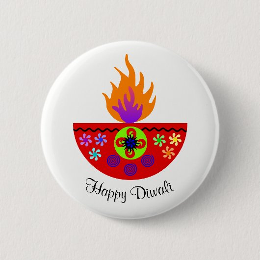 Bunte Diwali Lampe Diya Button (Vorderseite)