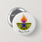 Bunte Diwali Lampe Diya Button (Vorne & Hinten)