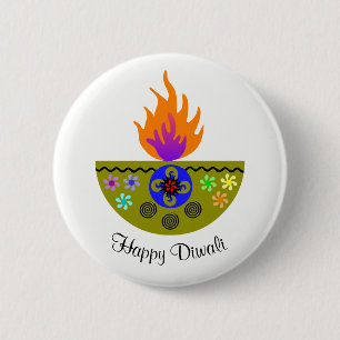 Bunte Diwali Lampe Diya Button