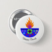 Bunte Diwali Lampe Diya Button (Vorne & Hinten)