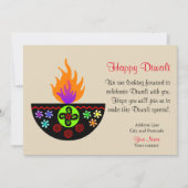 Bunte Diwali Lampe Diya Einladung (Vorderseite)