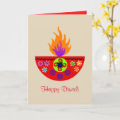 Bunte Diwali Lampe Diya Karte (Gelbe Blume)